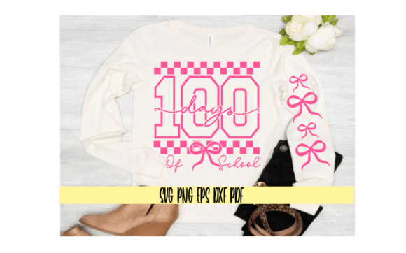 100 Days of School Checker Pattern Bows Graphics