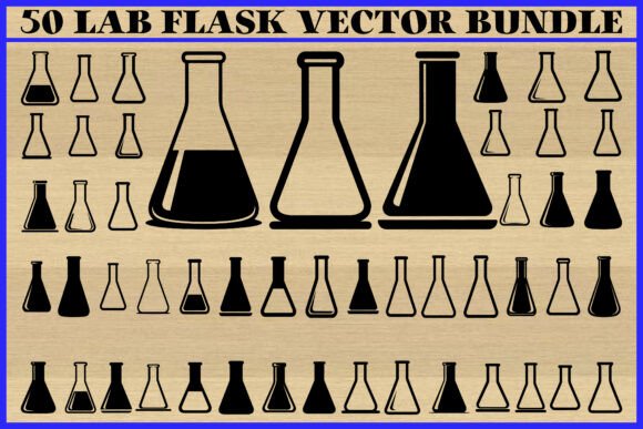 50 Lab Flask Vector Silhouette Bundle: Graphics & Crafts