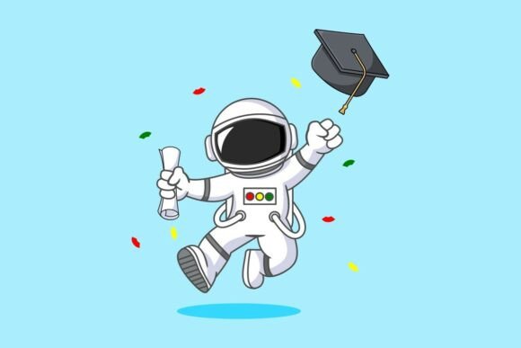 Astronaut Graduation Celebration Achieve Graphics