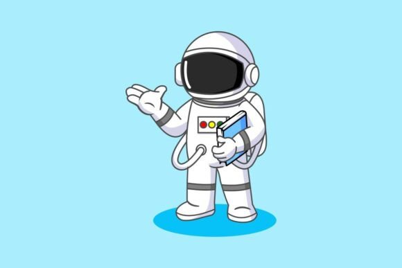 Astronaut Holding a Book: Graphics and Illustrations for Creative Design