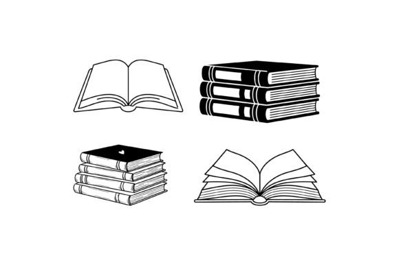 Book and Library Icon Set for Crafts: A Versatile Graphic Design Asset