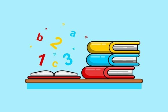 Books and Numbers Educational Graphics