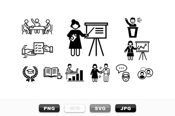 Business Meeting Icons Pack: Graphics for Crafts and Marketing
