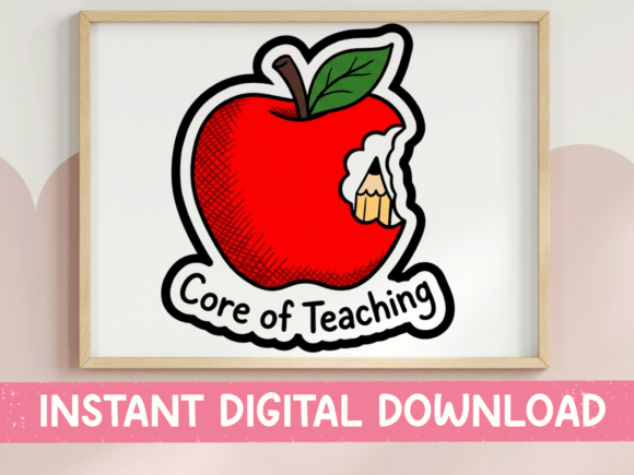 Core of Teaching Red Apple SVG: Graphics for T-Shirt Designs