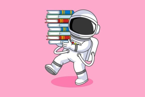 Cute Astronaut Bring Stack of Books – A Versatile Graphic for Handmade Creations