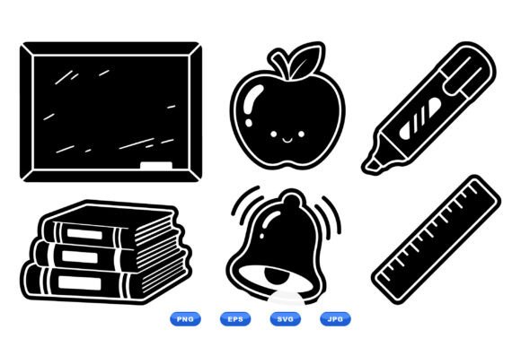 Cute School Icon Clipart Set: Graphics & Crafts