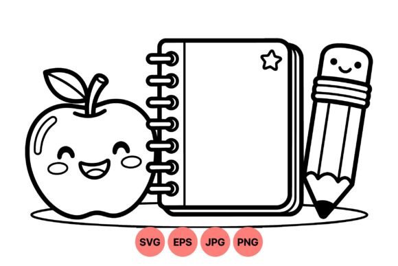 Cute School Supplies Clipart Set – A Playful Graphic Design Asset for Kids’ Themed Products