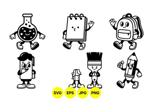 Cute School Supplies Vector Pack: A Playful Graphic Design Asset for Creative Marketers