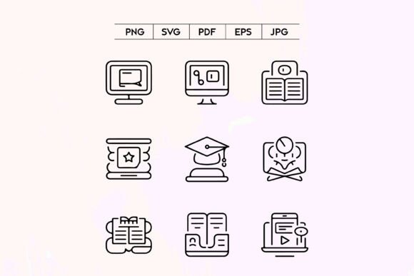 Digital Education Learning Platform Icons: A Powerful Graphic Design Asset for Content Creators