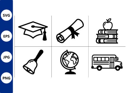 Education Icon Grid: Graphics for Crafts and Digital Products