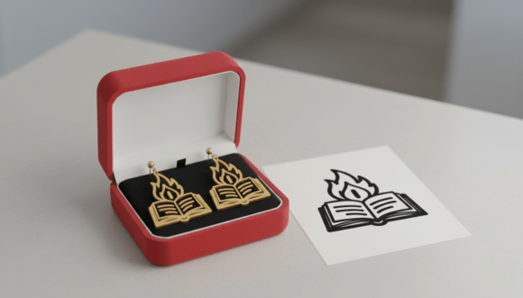 Flame Book Earring Laser Cut File: Graphics & Crafts