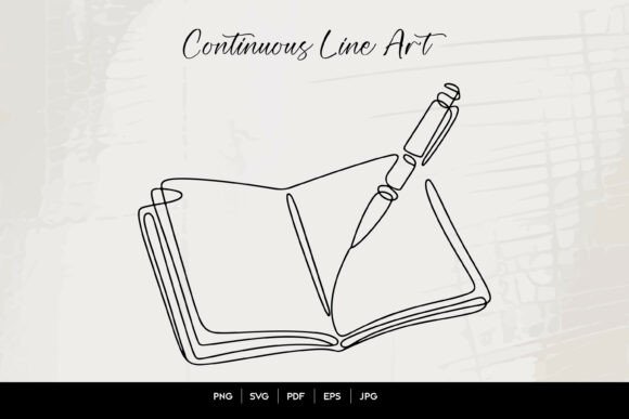 Open Book and Pen Line Art: Graphics for Crafts and Creative Design