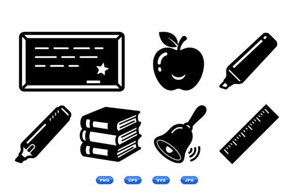 School Classroom SVG Icons: Graphics and Crafts for Education