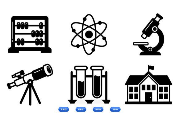 School Science Icon Collection: A Playful Graphic Design Asset for Crafts and Local Business Branding
