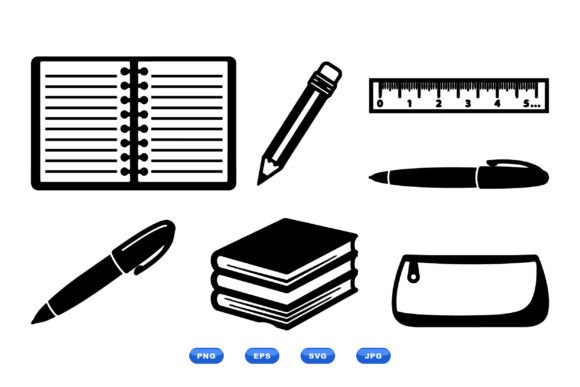 School Stationery SVG Icons: A Playful Graphic Design Asset for Creative Publishers