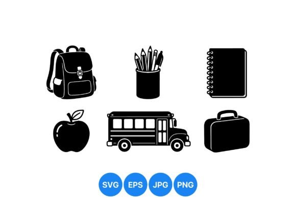 School Supplies Icon Clipart for Real Craft Projects