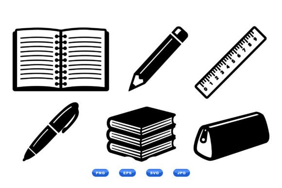 School Supplies Icon Pack: A Versatile Graphic Design Asset for Crafts and Branding