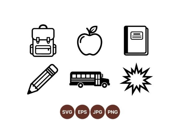 School Supplies Icon SVG Set: A Versatile Design Asset for Creative Projects