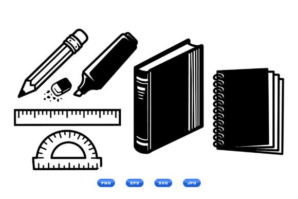 School Supplies SVG Clipart for Creative Marketplace Designs