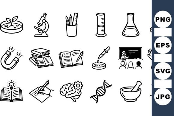 Science Education Icon Set: A Versatile Graphic Design Asset for Modern Branding