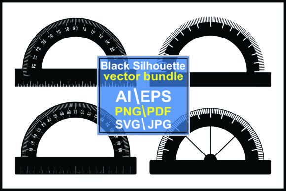 Silhouetted Protractors Angle Ruler Graphics