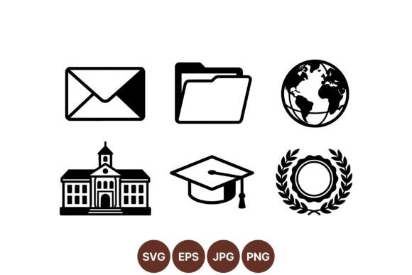 Simple Education Icon Collection: A Versatile Graphic Design Asset for Crafters