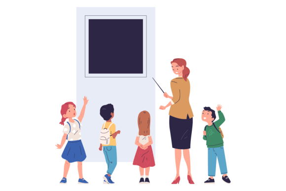 Teacher Guide Kids on Art Exhibition: A Versatile Graphic Design Asset for Local Businesses