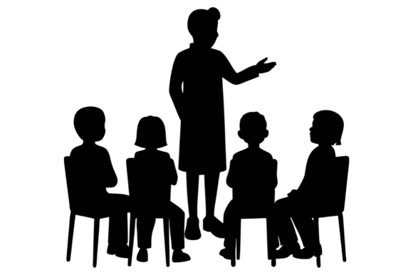 Teacher Instructing Children in a Class Graphics for Digital Sellers