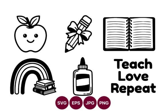 Teaching Icons Set for Education: Graphics and Illustrations